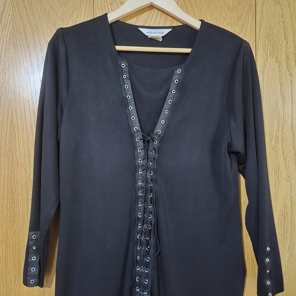 Misook Black Lace-Up Tunic